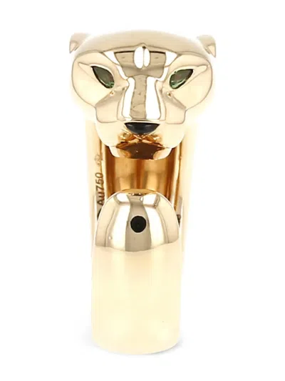 Pre-owned Cartier 18k Yellow Gold Panthère Tsavorites And Onyx Ring