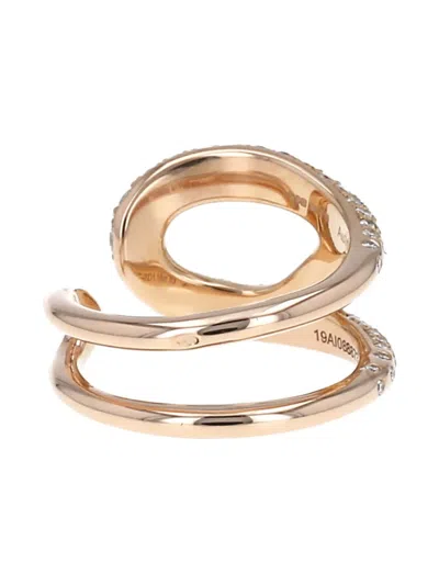 Pre-owned Hermes 18k Rose Gold Medium Chaîne D'ancre Punk Diamond Ring