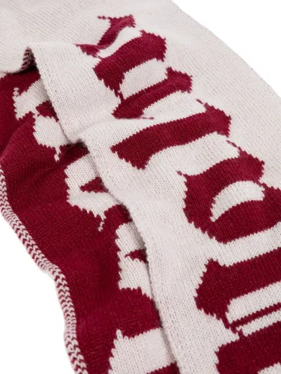 Palm Angels Logo-embroidered Scarf In Neutral