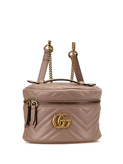 Pre-owned Gucci 2016-2025 Gg Marmont Round Matelasse Leather Backpack