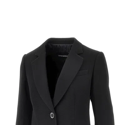 Emporio Armani Fer Fabric Single-breasted Jacket In Black