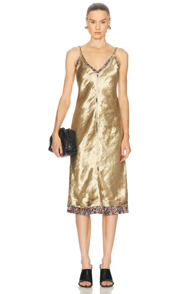Bottega Veneta Liquid Metal Charmeuse Dress In Gold