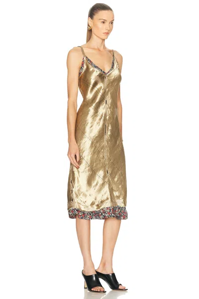 Bottega Veneta Liquid Metal Charmeuse Dress In Gold