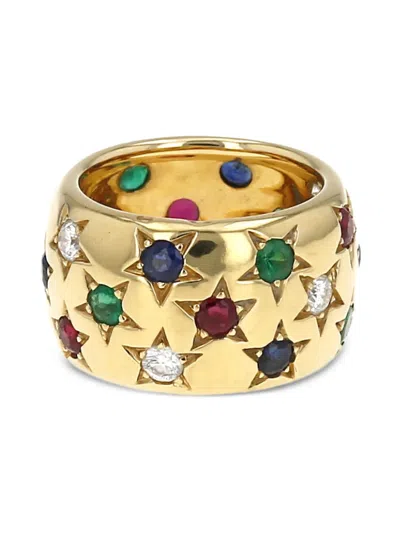 Pre-owned Cartier Yellow Gold Sleeve Stones And Diamonds Ring