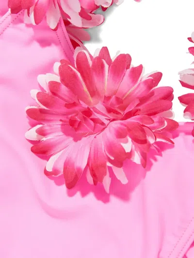 Seliniaction Flower-embellished Ruffled Swimsuit In Pink