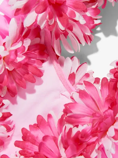 Seliniaction Flower-embellished Ruffled Swimsuit In Pink
