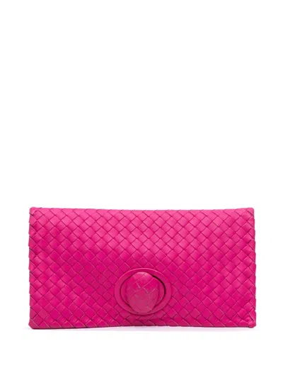 Pre-owned Bottega Veneta 2012-2025 Nappa Intrecciato Turn Lock Clutch Bag