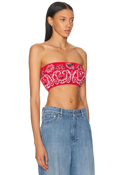 Miu Miu Printed Cotton And Linen Poplin Bra Top