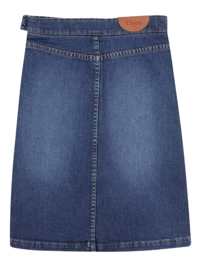 Chloé Denim Midi Skirt In Blue