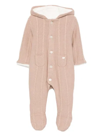 Tartine Et Chocolat Cable-knit Hooded Pajamas In Pink