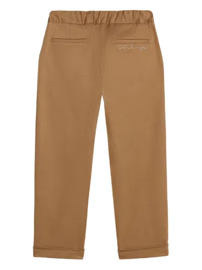 Golden Goose Folded-hem Embroidered Trousers In Brown