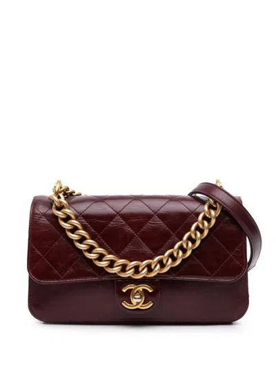 Pre-owned Chanel 2016-2017 Small Aged Calfskin Straight Lined Flap Satchel