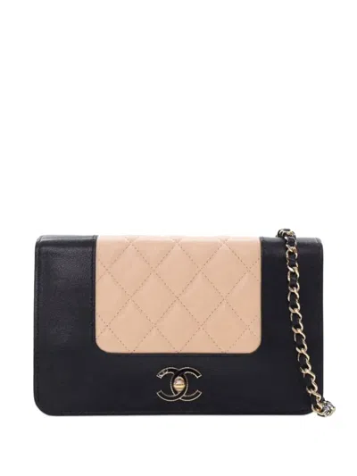 Pre-owned Chanel 2016-2017 Bicolor Quilted Sheepskin Mademoiselle Wallet On Chain Crossbody Bag