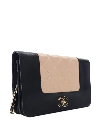 Pre-owned Chanel 2016-2017 Bicolor Quilted Sheepskin Mademoiselle Wallet On Chain Crossbody Bag