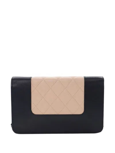 Pre-owned Chanel 2016-2017 Bicolor Quilted Sheepskin Mademoiselle Wallet On Chain Crossbody Bag