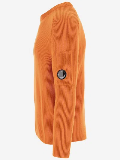 C.p. Company Contemporary Cotton Blend Sweatshirt With Ribbed Knitting And Logo Detail