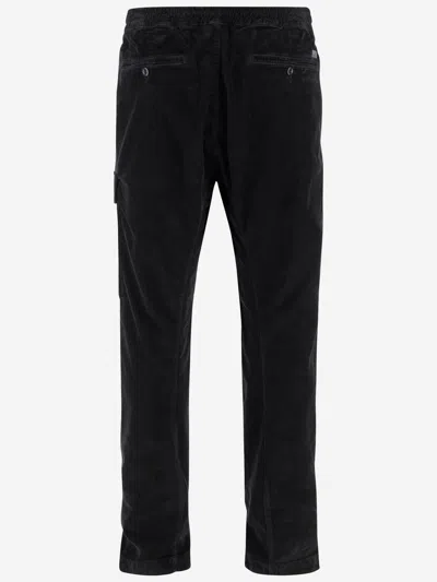 C.p. Company Stretch Cotton Velveteen Pants With Belt Loops In Black