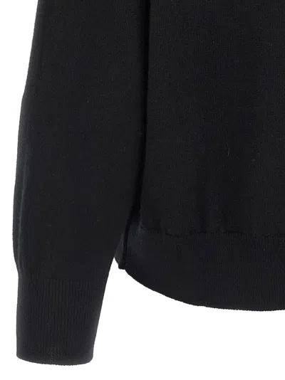 Brunello Cucinelli Cropped Sweater With Crew Neck And Decorative Detail In Black