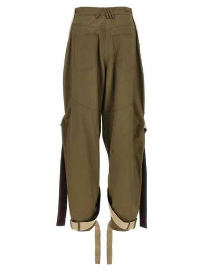 Attico Cargo Trousers With Strap And Pocket In Green