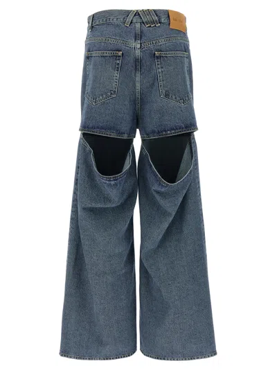 Attico Light Blue Cut-out Jeans In Blue