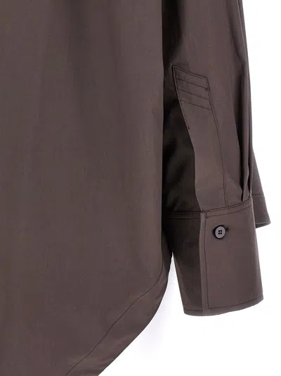 Attico Diana Oversized Cotton Poplin Shirt In Brown