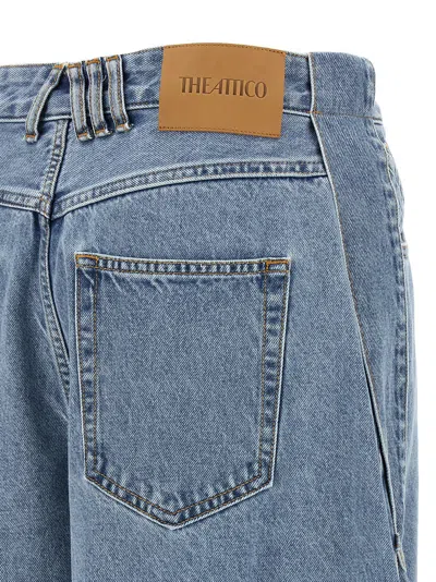 Attico Blue Jeans With Maxi Drawstring On The Front And Logo Patch On The Rear In Denim Woman In Blue