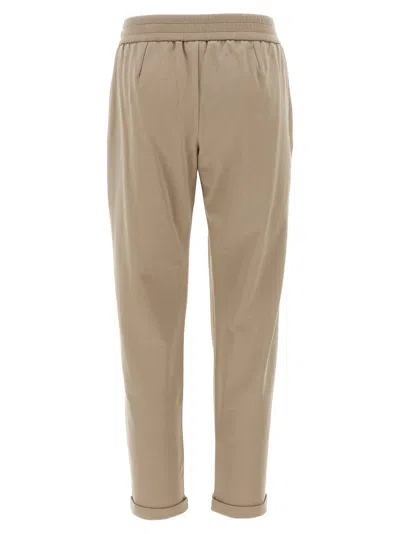 Brunello Cucinelli Elastic Waistband Rolled Cuffs Side Pockets In Brown