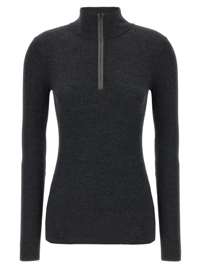 Brunello Cucinelli Wolf Knitwear Mock Neck Long Sleeves In Gray