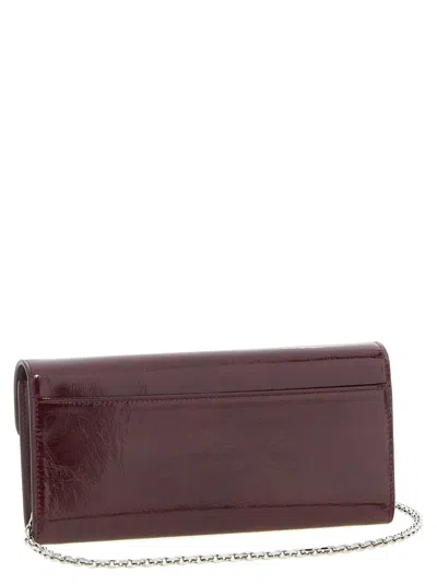 Roger Vivier Belle Vivier Dark Violet Patent Wallet With Chain