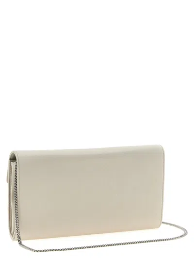 Roger Vivier Blossom Clutch With Chain Strap And Embellished Buckle In Gray