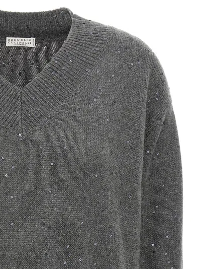 Brunello Cucinelli Sequin Sweater Sweaters And Cardigans Gray