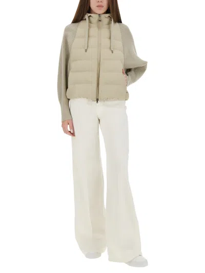 Brunello Cucinelli Down Jacket With Knitted Sleeves