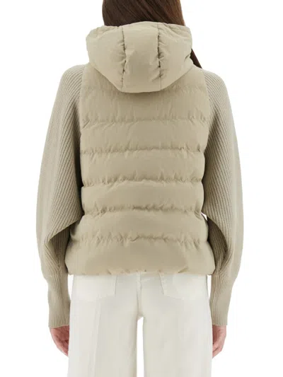 Brunello Cucinelli Down Jacket With Knitted Sleeves