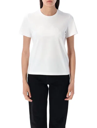 Moncler Embroidered Calligraphy Logo T-shirt With Crewneck In Gray