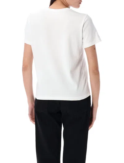 Moncler Embroidered Calligraphy Logo T-shirt With Crewneck In Gray