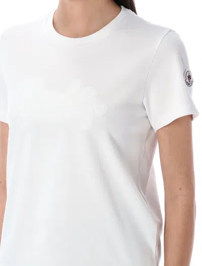 Moncler Embroidered Calligraphy Logo T-shirt With Crewneck In Gray