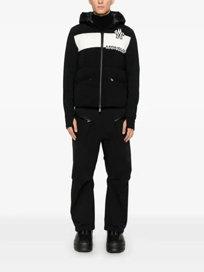 Moncler Logo Technical Jacket With Hood And Pockets In Black