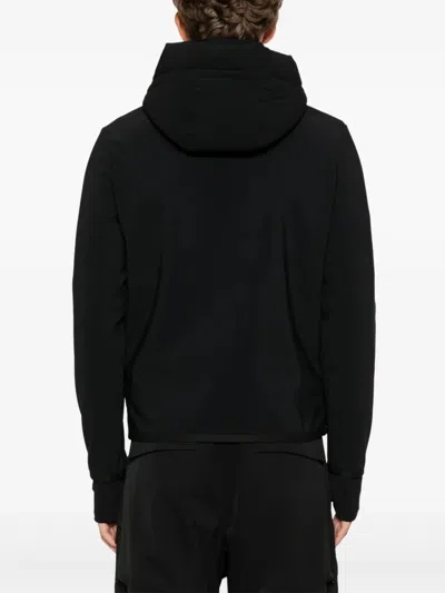 Moncler Logo Technical Jacket With Hood And Pockets In Black