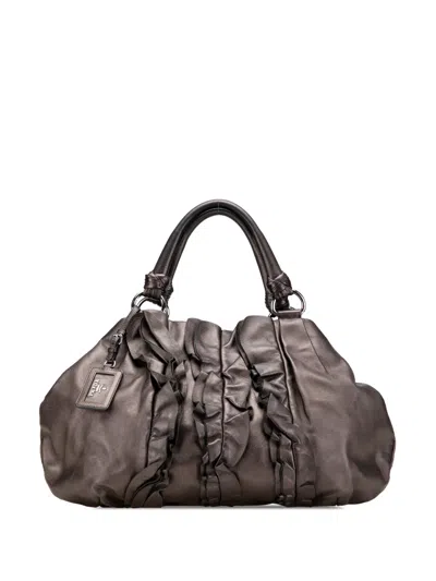 Pre-owned Prada 2000-2025 Metallic Nappa Mordore Ruffle Tote Bag