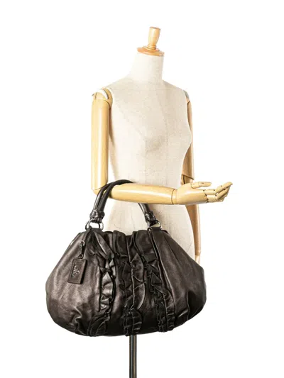 Pre-owned Prada 2000-2025 Metallic Nappa Mordore Ruffle Tote Bag