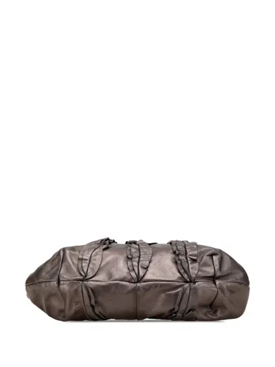 Pre-owned Prada 2000-2025 Metallic Nappa Mordore Ruffle Tote Bag