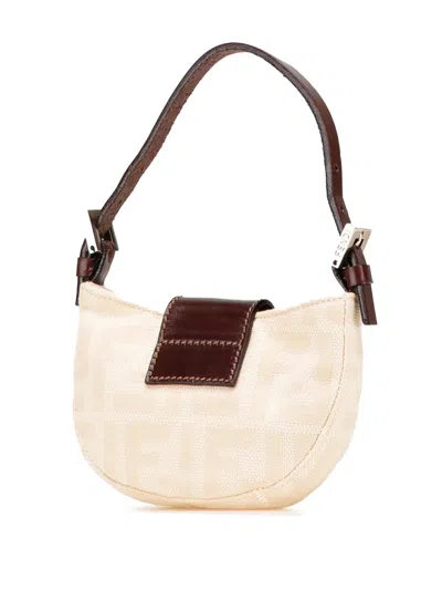 Pre-owned Fendi 20th Century Mini Zucca Canvas Croissant Handbag