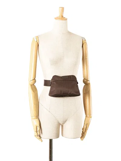Pre-owned Hermes 20th Century Toile Chevron And Chevre Bolide Ceinture Balle De Golf Belt Bag