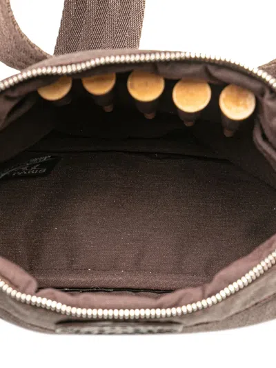 Pre-owned Hermes 20th Century Toile Chevron And Chevre Bolide Ceinture Balle De Golf Belt Bag