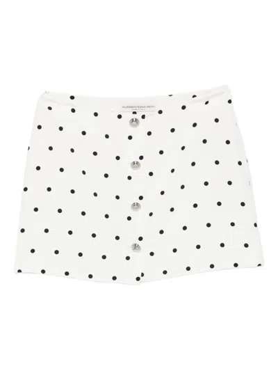 Alessandra Rich Polka Dot-print Miniskirt In White