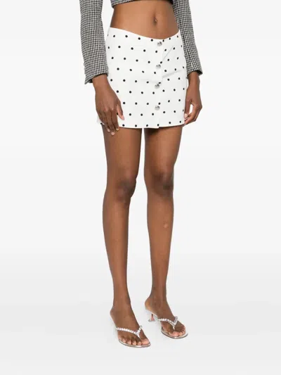 Alessandra Rich Polka Dot-print Miniskirt In White