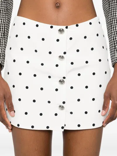 Alessandra Rich Polka Dot-print Miniskirt In White