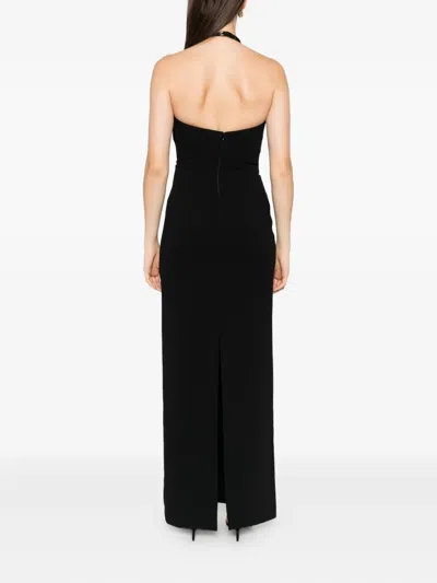 Solace London Riva Halterneck Draped Maxi Dress In Black