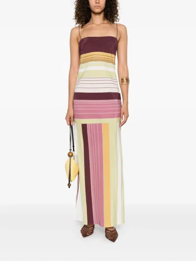 Sir Womens Elisa Stripe Fontana Striped Silk Midi Dress Xs In Multi