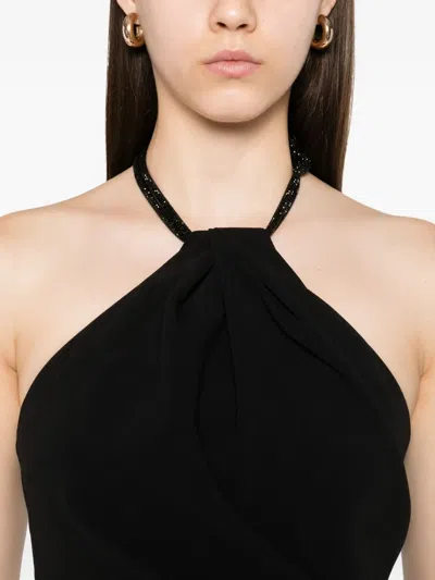 Solace London Riva Halterneck Draped Maxi Dress In Black